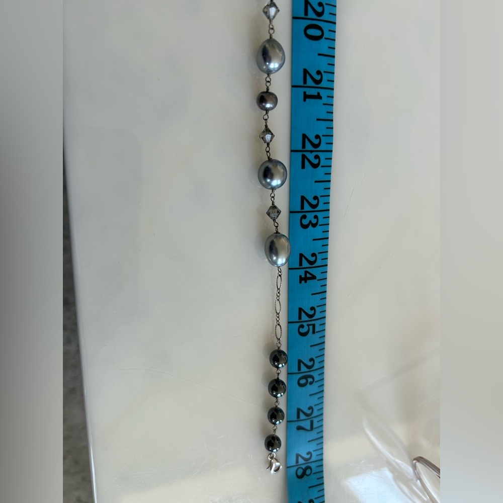 Elegant Simulated Silver Pearl Necklace